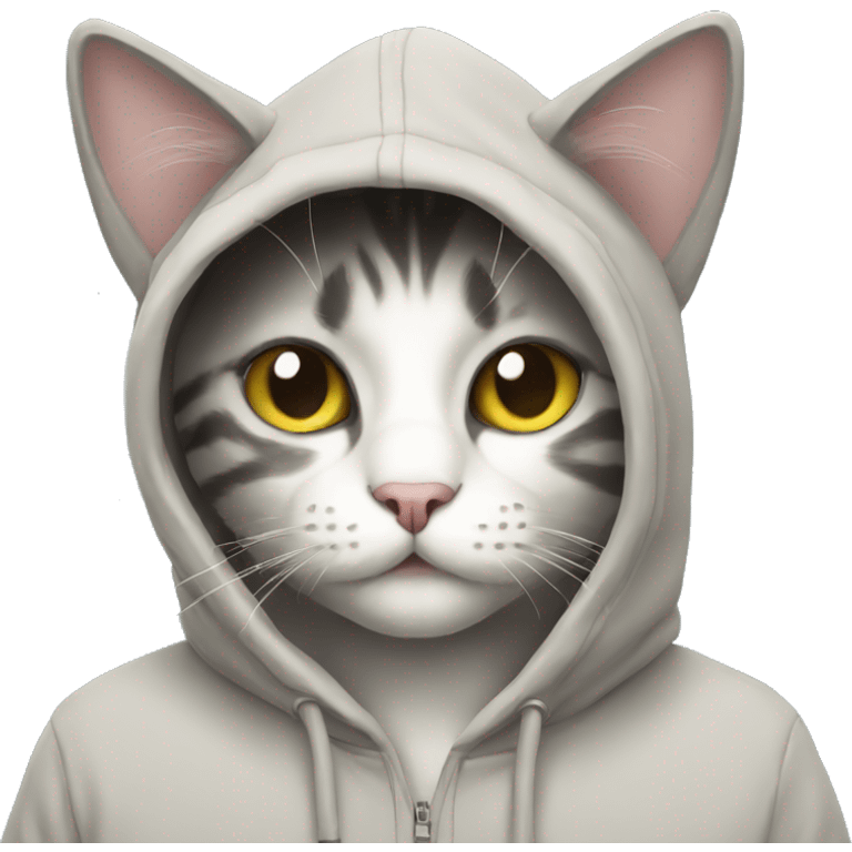 Cat wearing hoodie emoji