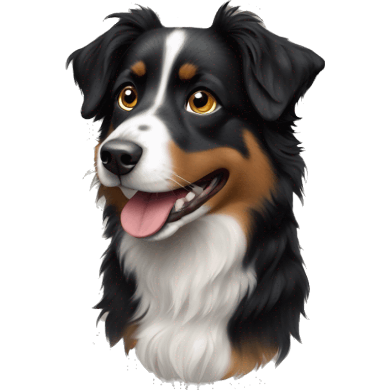 Small black australian shepherd dog painting emoji