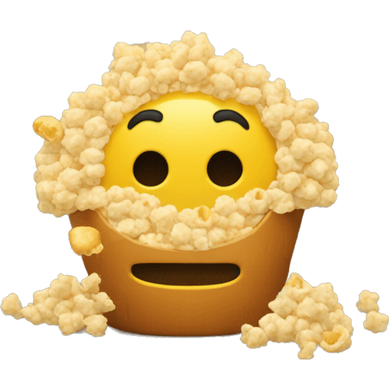 Cabeza redonda amarilla y explotando palomitas por la cabeza emoji