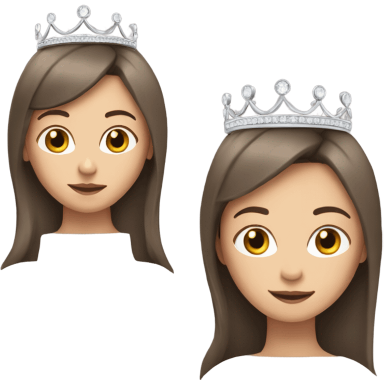 a girl with straight brown hair and fair skin with a silver tiara on her head emoji