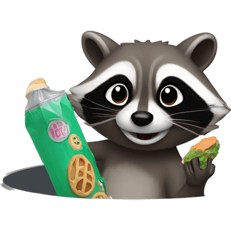 Raccoon in a trashcan eating little Debbies emoji