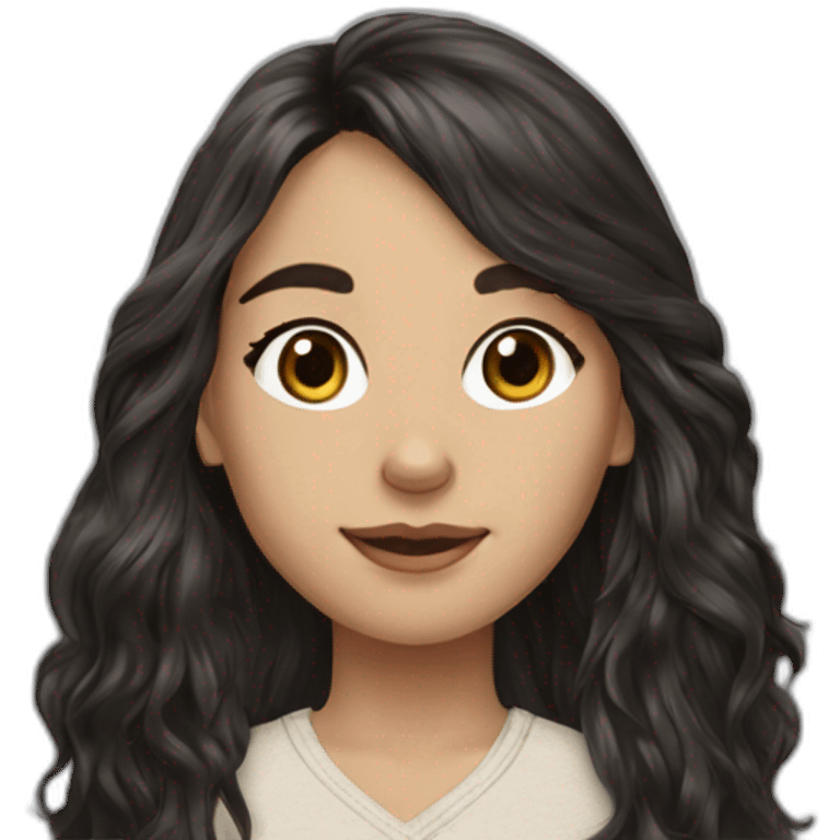 hyperrealist caucasian girl black long hair with brown english setter dog emoji