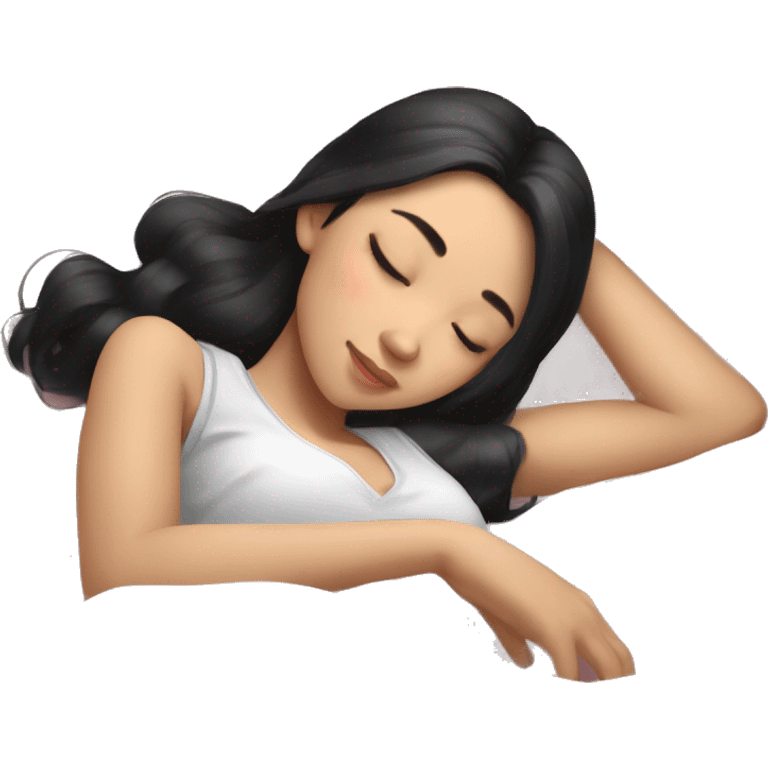 Coquette teenage cute asian black hair girl sleeping  emoji