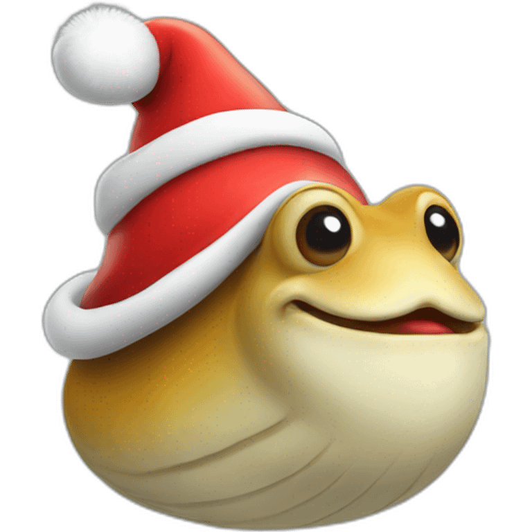 Female slug with red nose and Santa hat emoji