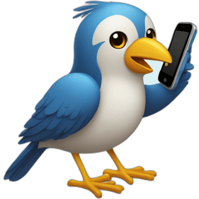 A bird with a phone in hand emoji