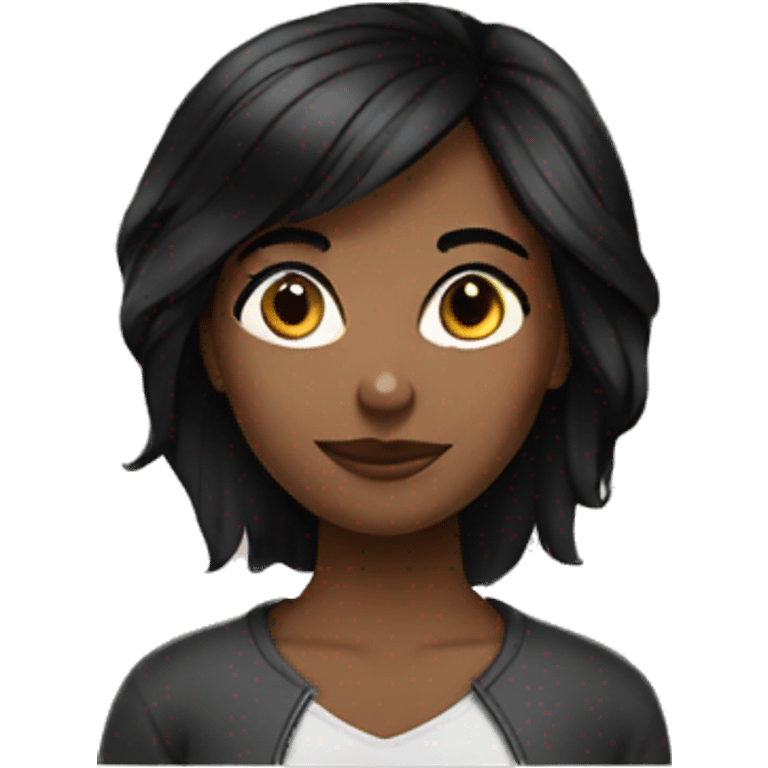 clean girl brown skin short black hair emoji