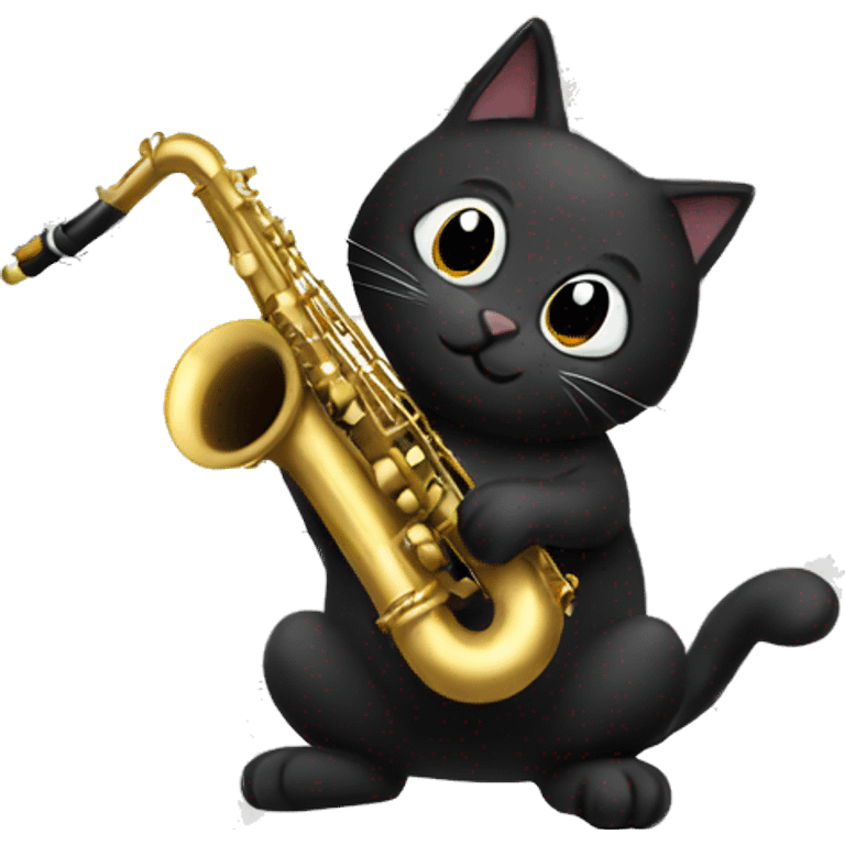 black cat playing saxophone  emoji