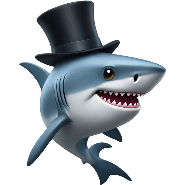 Shark with a top hat emoji