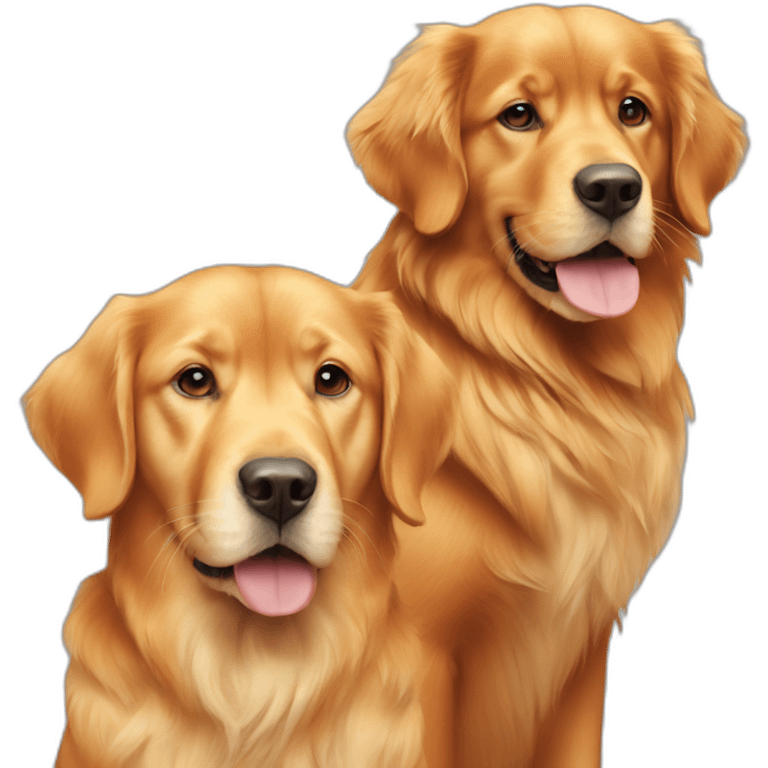 one orange cat and two golden retriever dogs emoji