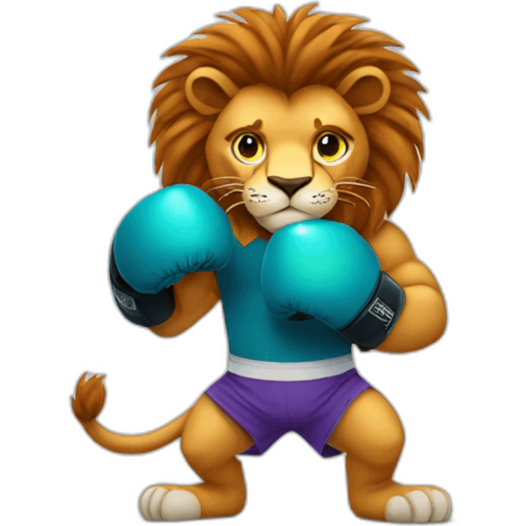 lion wearing boxing gloves emoji