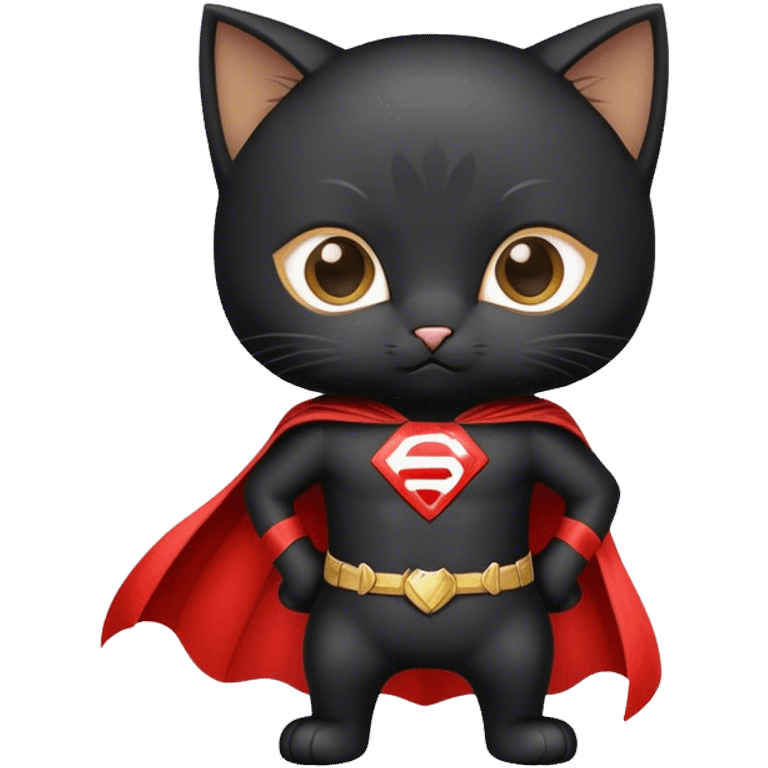 Black kitten as a superhero  emoji