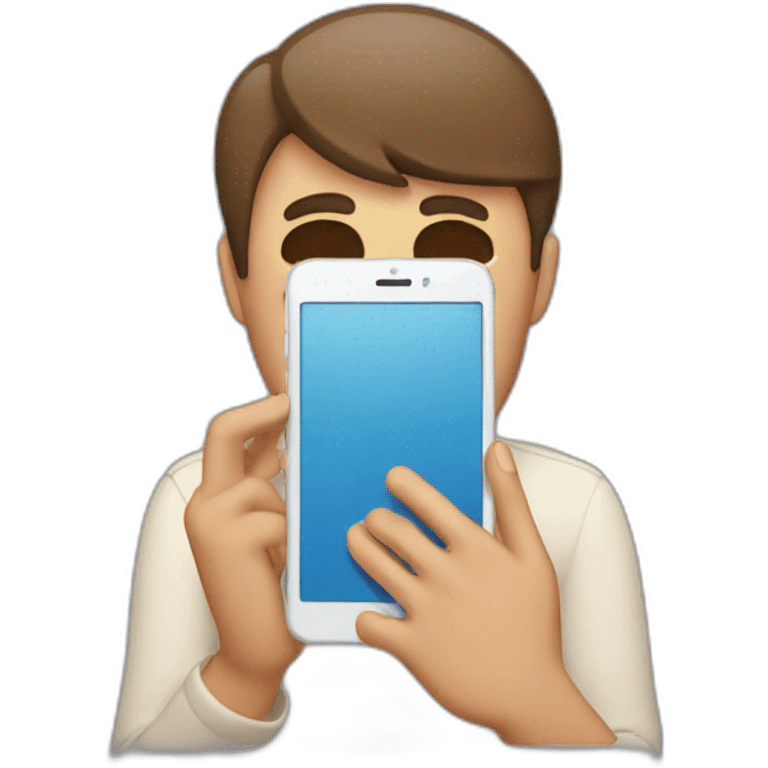 exasperated person holding a phone vertically in front of their face emoji