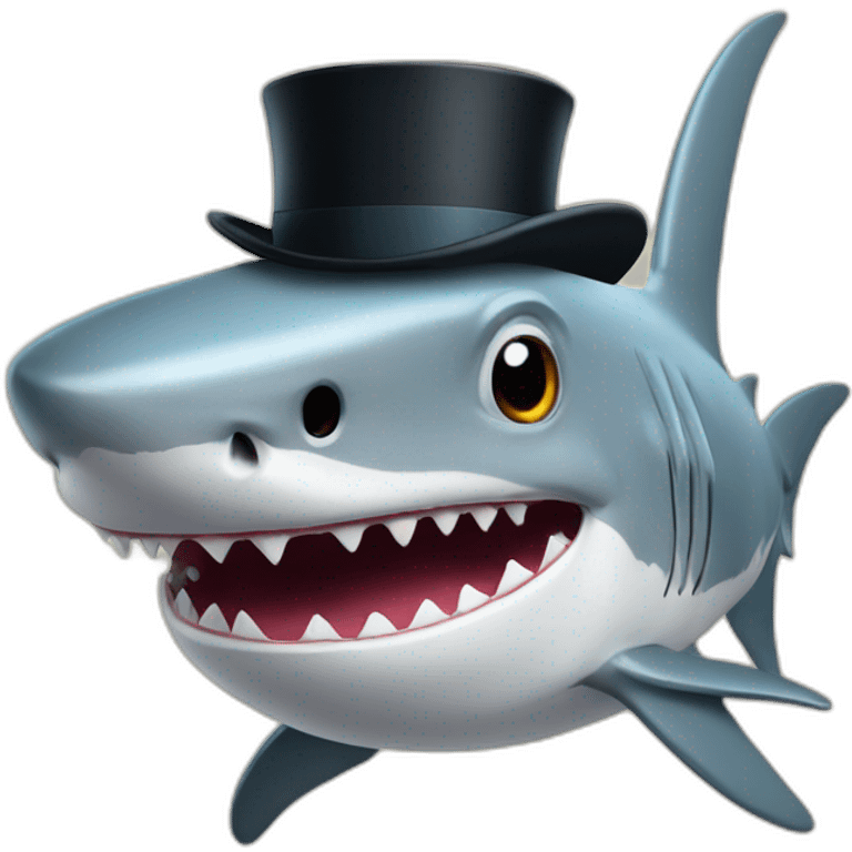 Shark with a top hat emoji