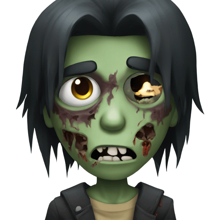 boy zombie with black long hair emoji