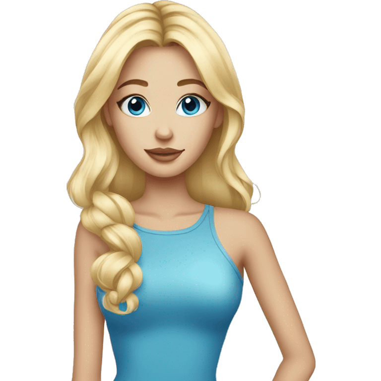 blond girl blue eyes with nails art emoji