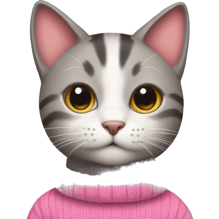 cat with pink sweater emoji