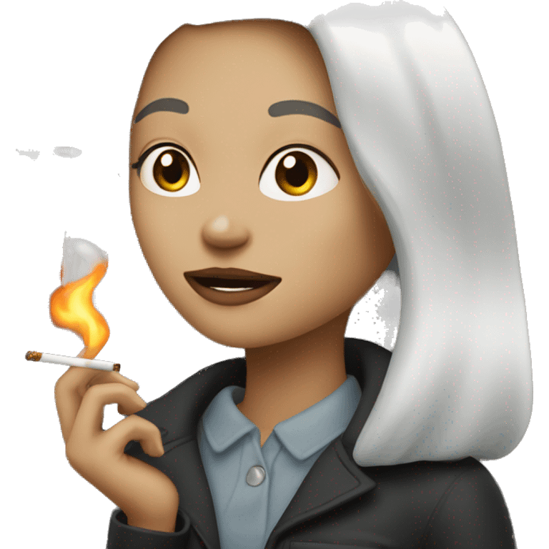 girl with white hair smokes emoji