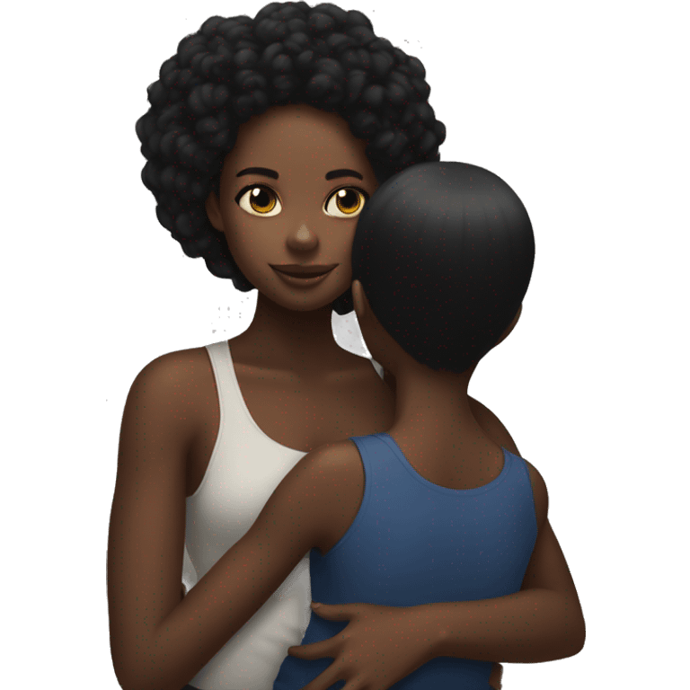 black girl on her black girlfriends back emoji