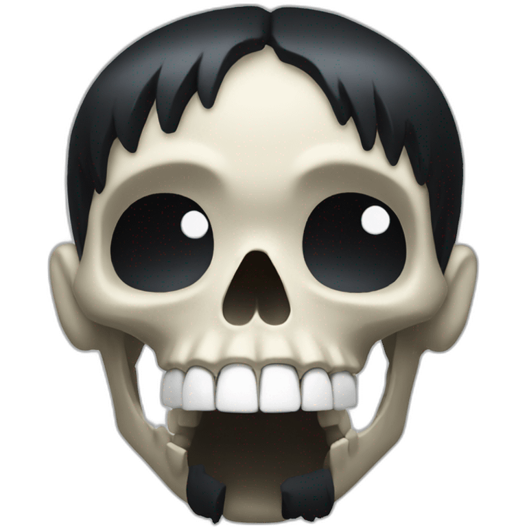 Skull with black hair akira head emoji