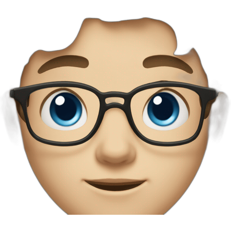 11 year old boy with brown hair and blue eyes with glasses as a fortnight charater emoji