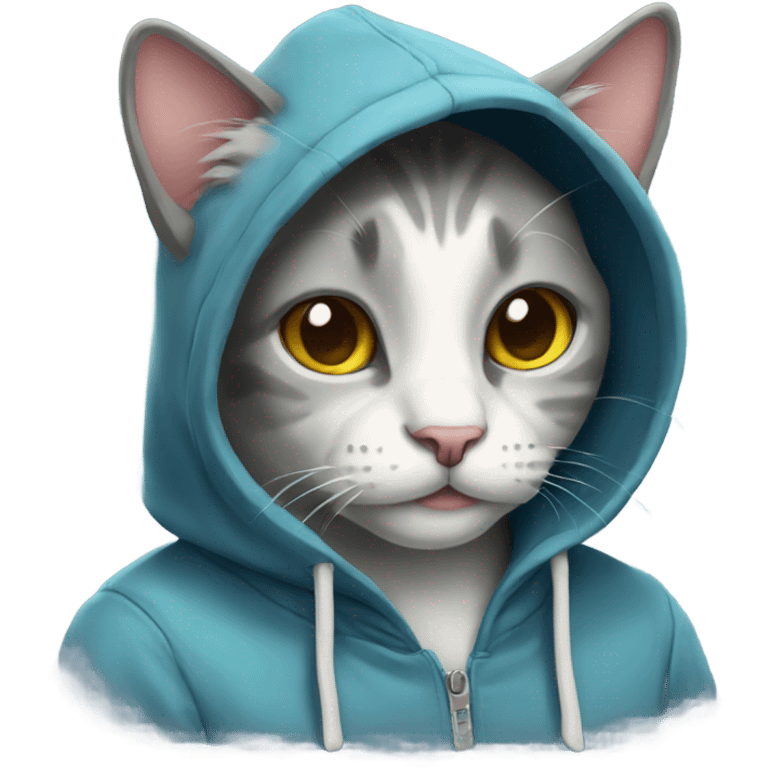 Cat wearing hoodie  emoji