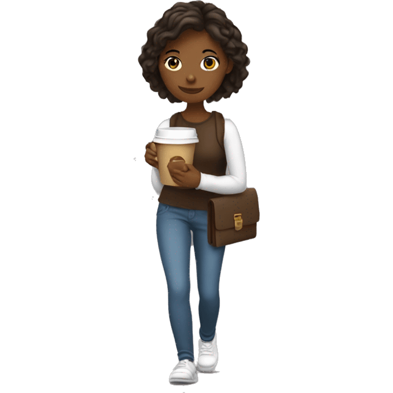 Girl with coffee and book walking somewhere  emoji