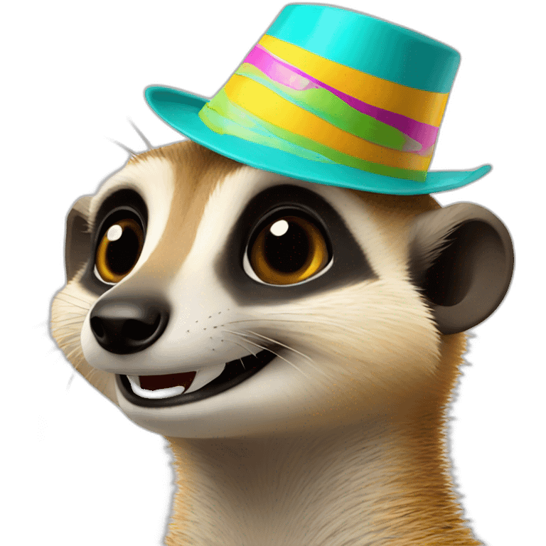 laughing meerkat with party hat emoji