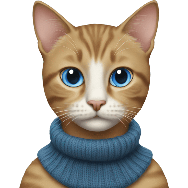 Cat in turtleneck , blue eyes emoji