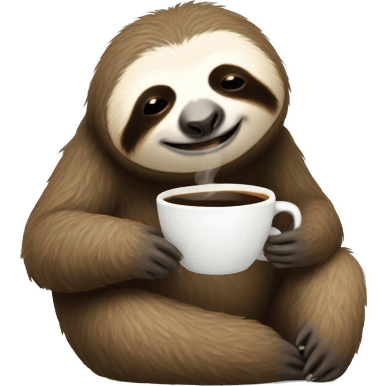 A Sleepy Sloth drinking coffee emoji