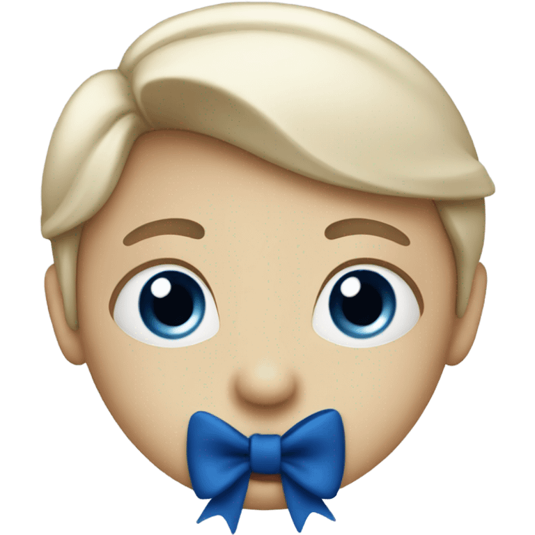 white cute emoji face with dark blue bow emoji