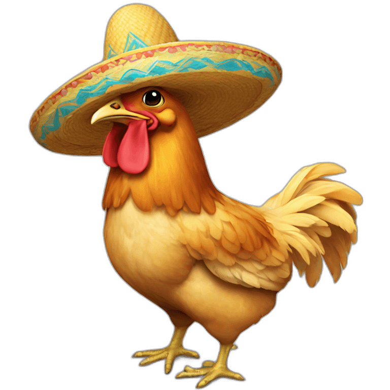 Chicken with sombrero emoji