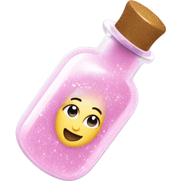 light pink glitter in a little magical looking bottle oval emoji