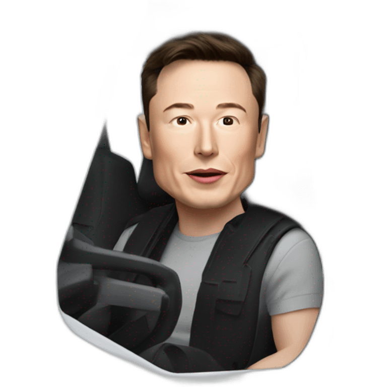 Elon musk riding in a Tesla cyber truck  emoji