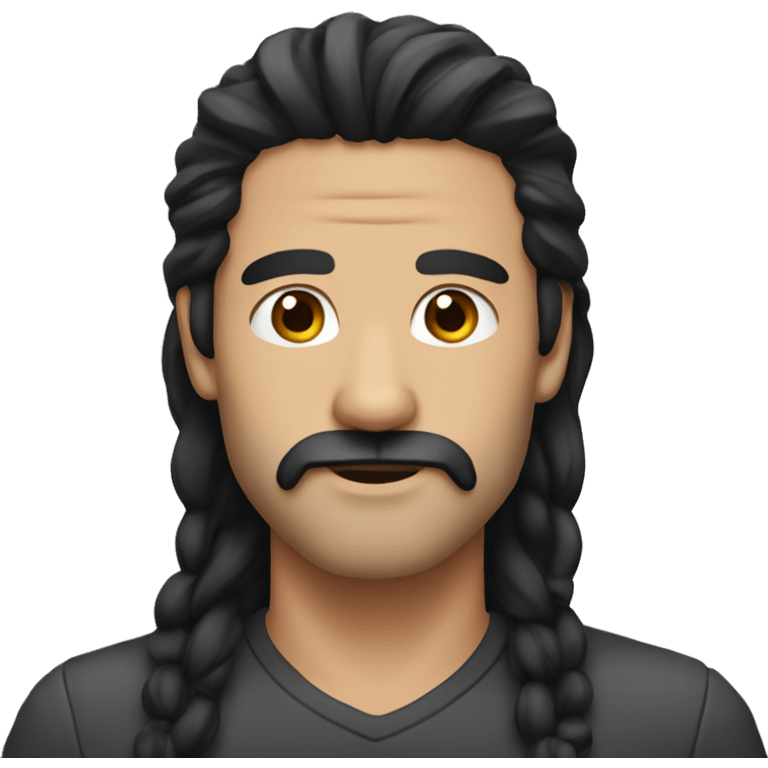 Man with long black hair and facial hair  emoji