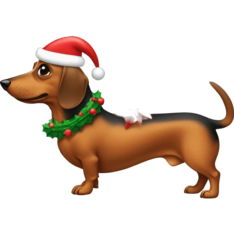 Wiener dog in a Christmas outfit emoji