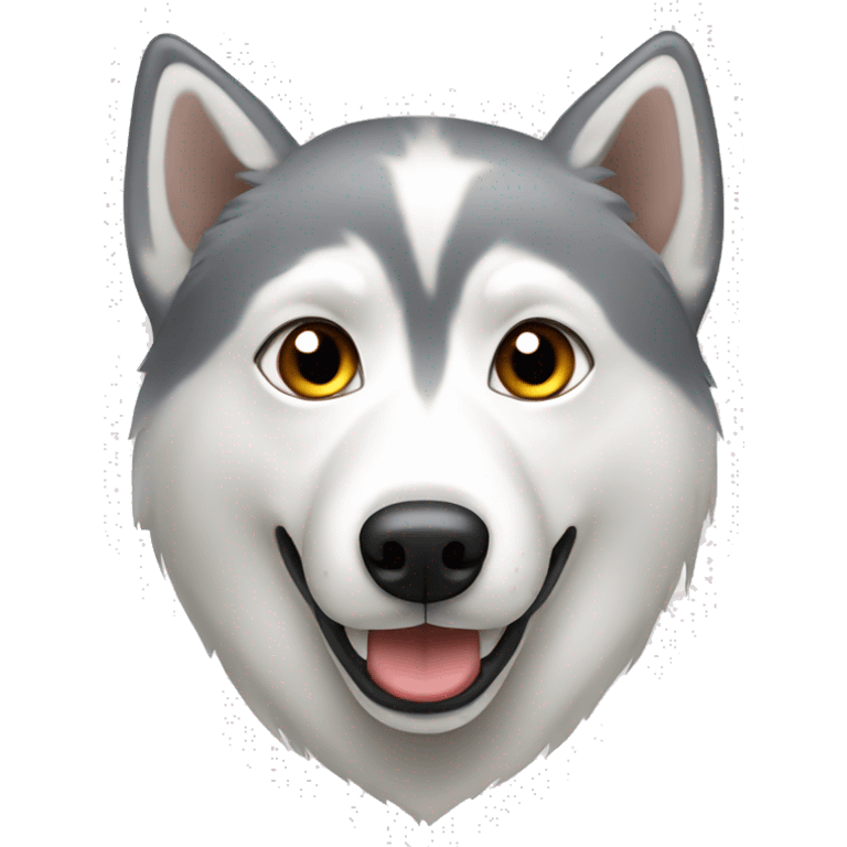 Grey back white husky dog with brown eyes  emoji