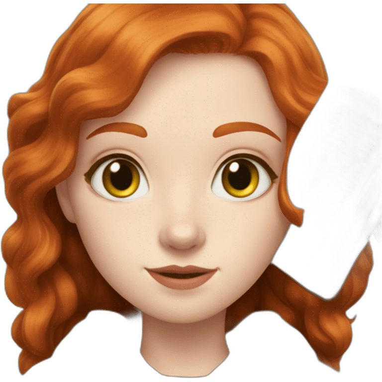 gryffindor Redhead with green eyes pale skin with freckles reading a book emoji