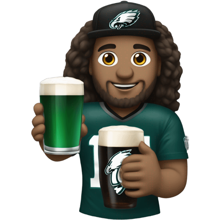 Philadelphia eagles fan drinking a Guinness emoji