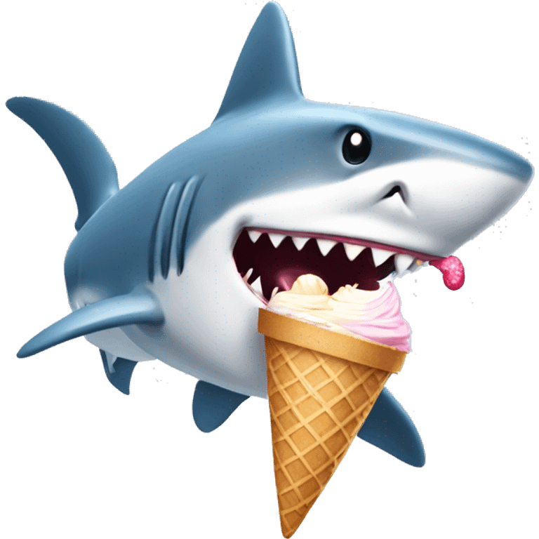 Shark with a top hat eating ice cream emoji