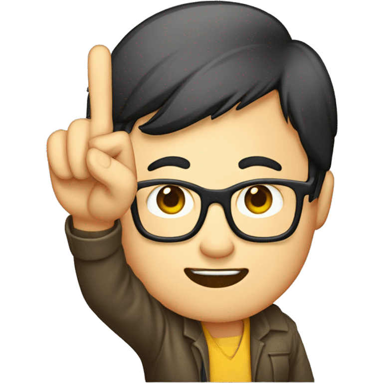 nerd holding up s pointer finger Asian  emoji