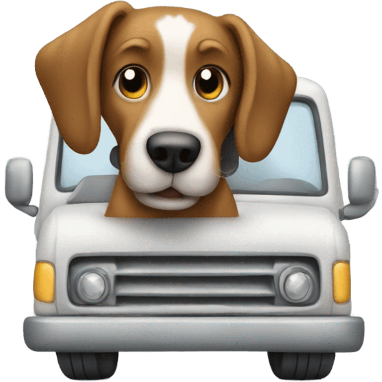 Dog driving a truck emoji