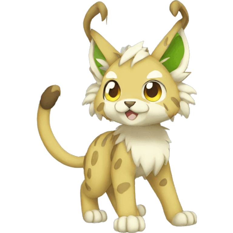 Grass-type Lynx-Fakemon full body emoji