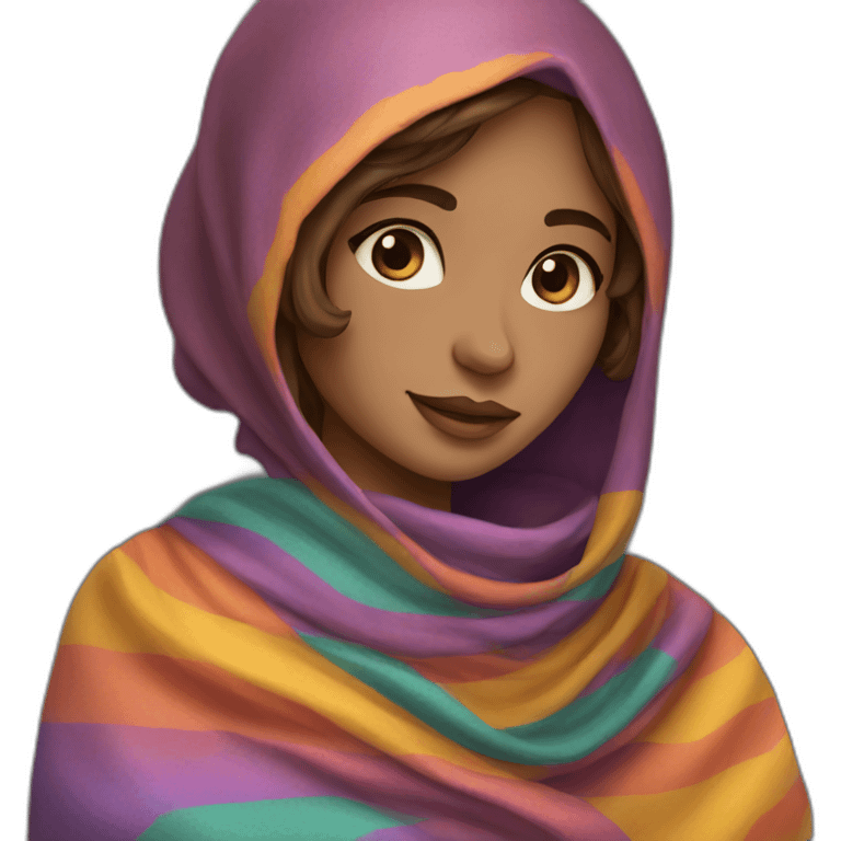 colourful shawl brown hair girl emoji