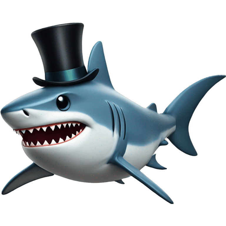 Shark with a top hat emoji