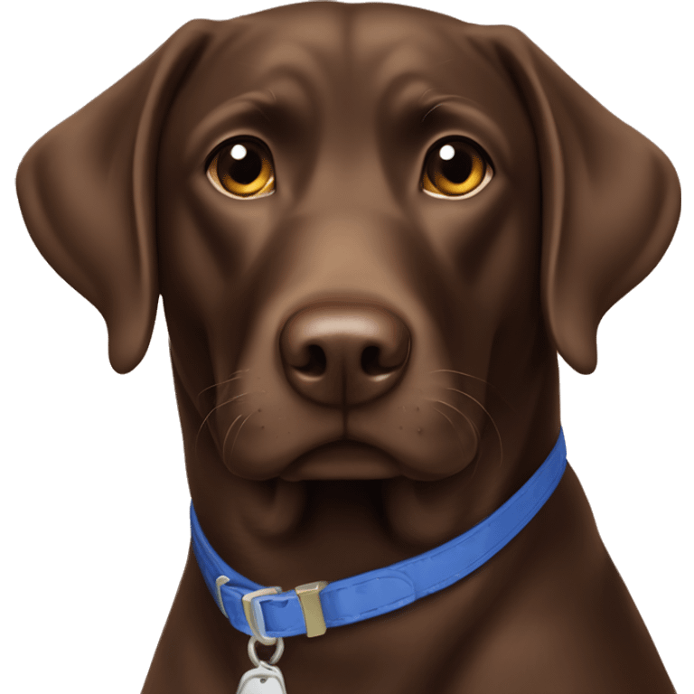 Chocolate Labrador retriever blue collar emoji