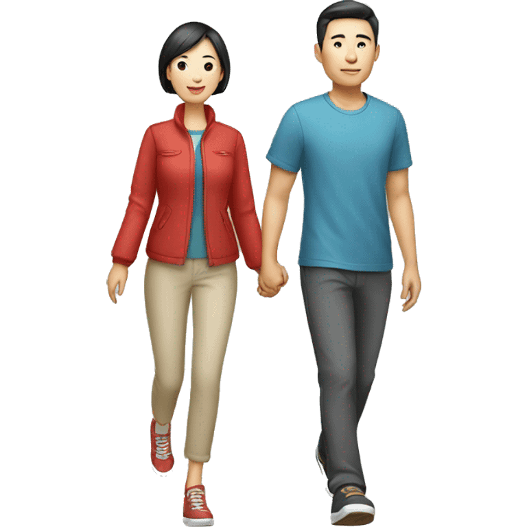 a Chinese couple taking walk emoji