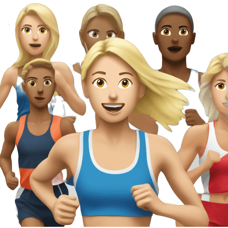 Marathon runner fit women with blonde hair emoji