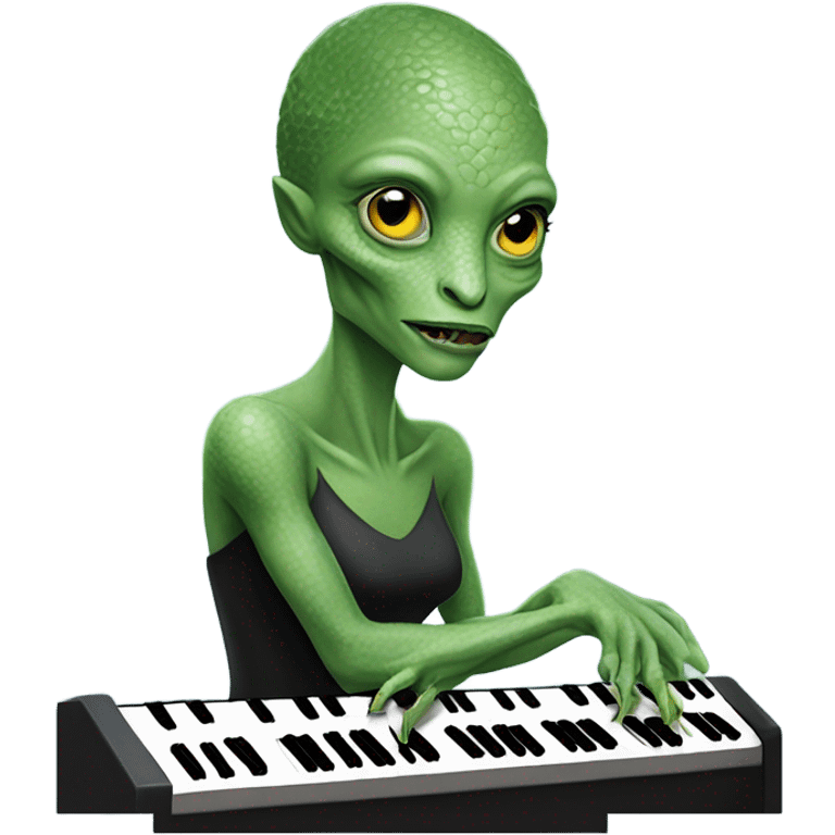 a Reptilian alien woman, play a piano emoji