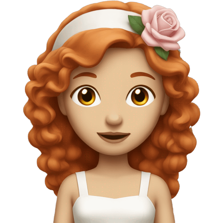 Red head girl in a rose white dress emoji