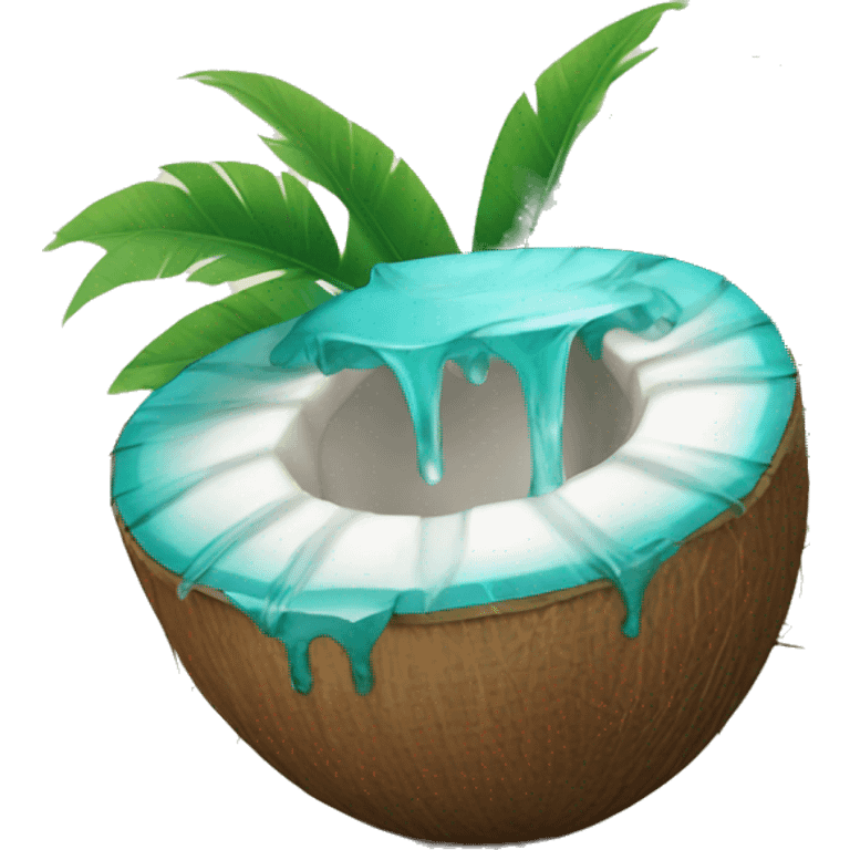 coconut filled with turquoise water emoji